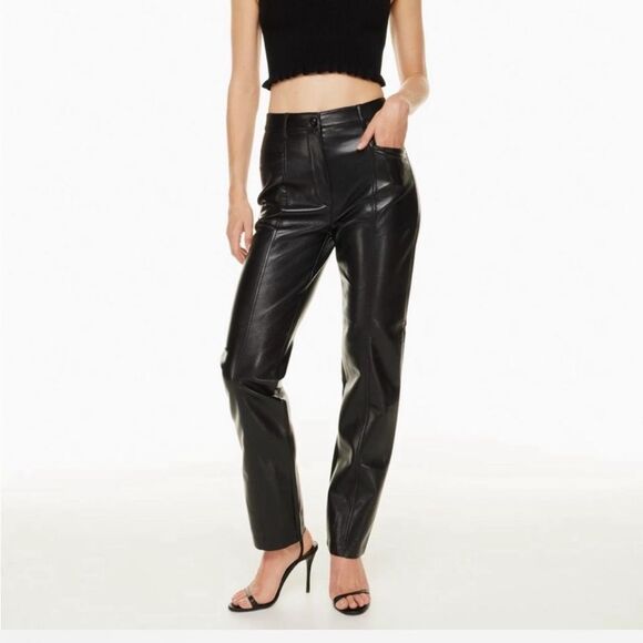 Aritzia Wilfred vegan black leather pants size 2 - Picture 1 of 12